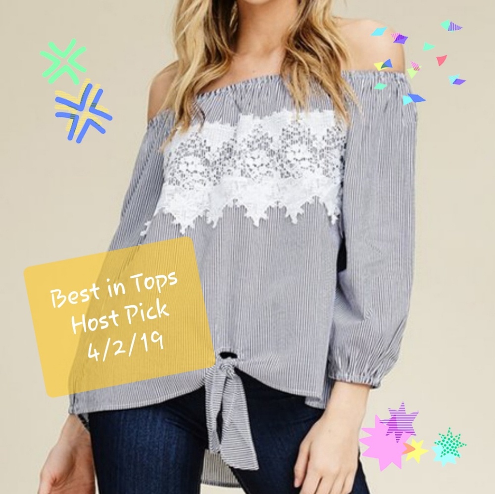 1️⃣DAY SALE! Annabelle Striped Lace Blouse